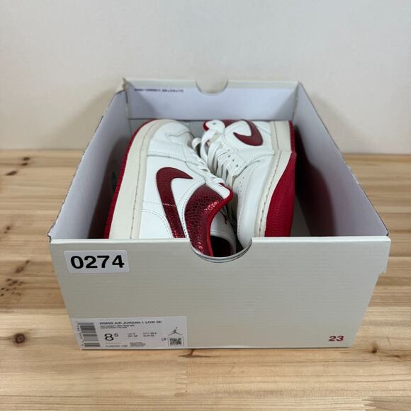 Air Jordan 1 Low SE Ruby Shoes Sail Varsity Red Team Red HJ9338-106 Women's 8.5 - Picture 2 of 12